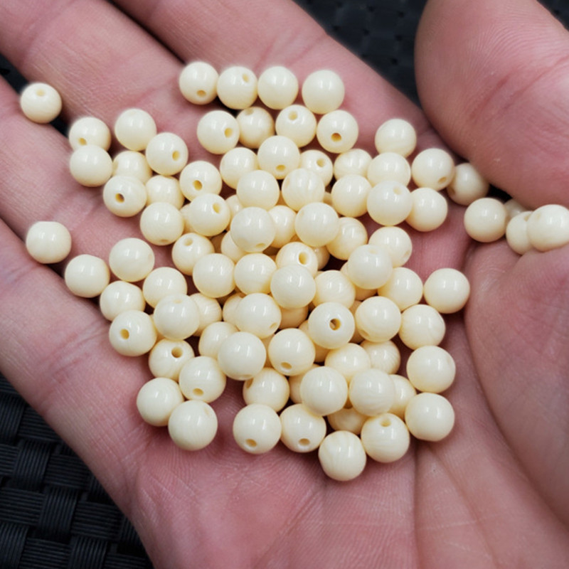 饰品散珠米白色塑料散珠6毫米树脂珠子手链项链编织珠配珠配饰