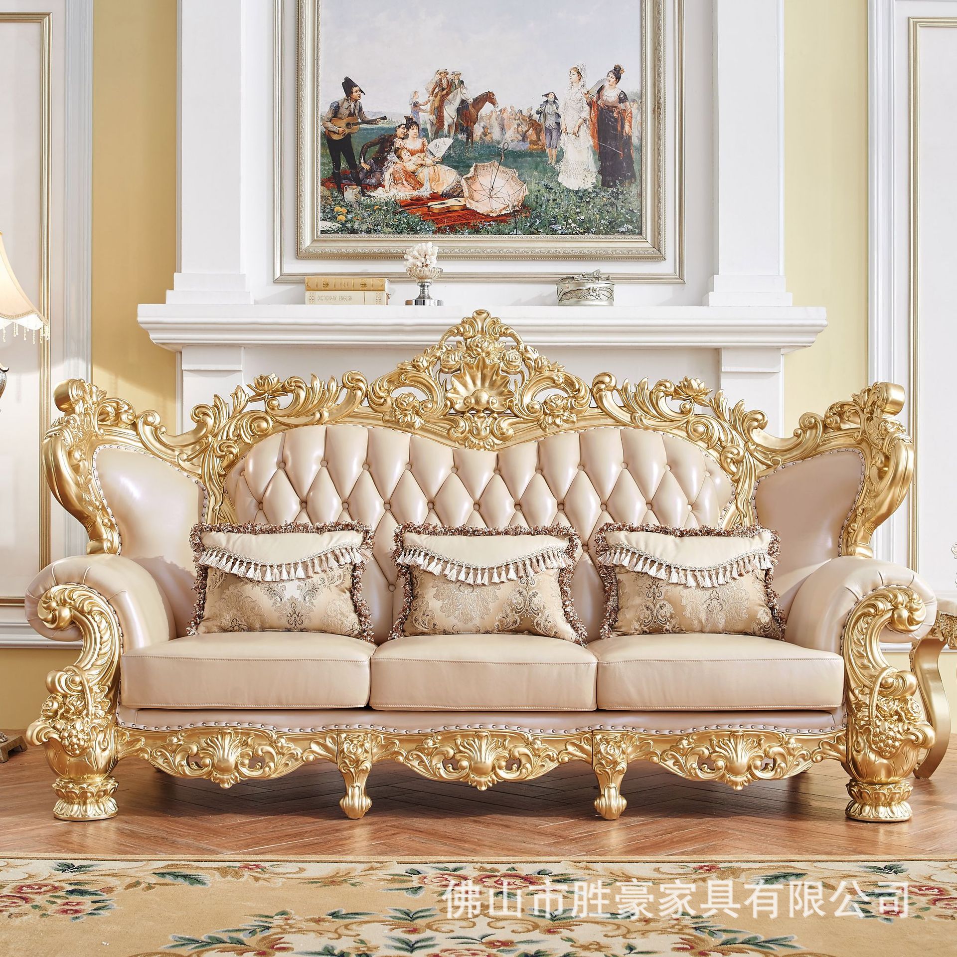 欧式真皮沙发法式高档实木奢华别墅宫廷客厅组合家具123头层牛皮