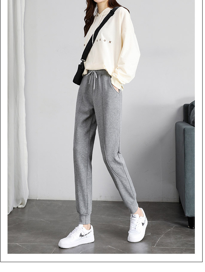 裤子女2020新款束脚运动加绒裤女宽松加绒卫裤女秋冬哈伦裤萝卜裤