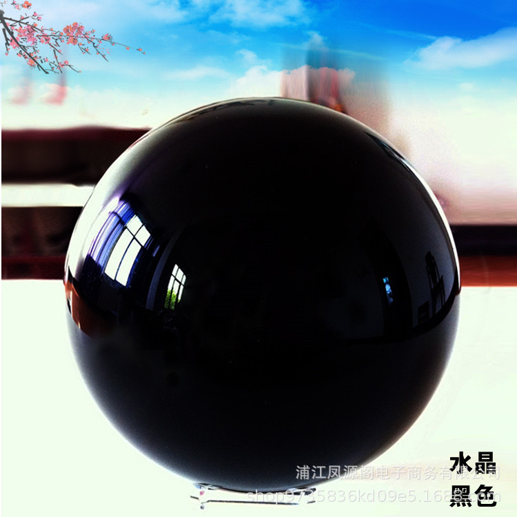 彩色水晶球玻璃球客厅摆件摄影道具家居鱼缸装饰黑色光球现货批发