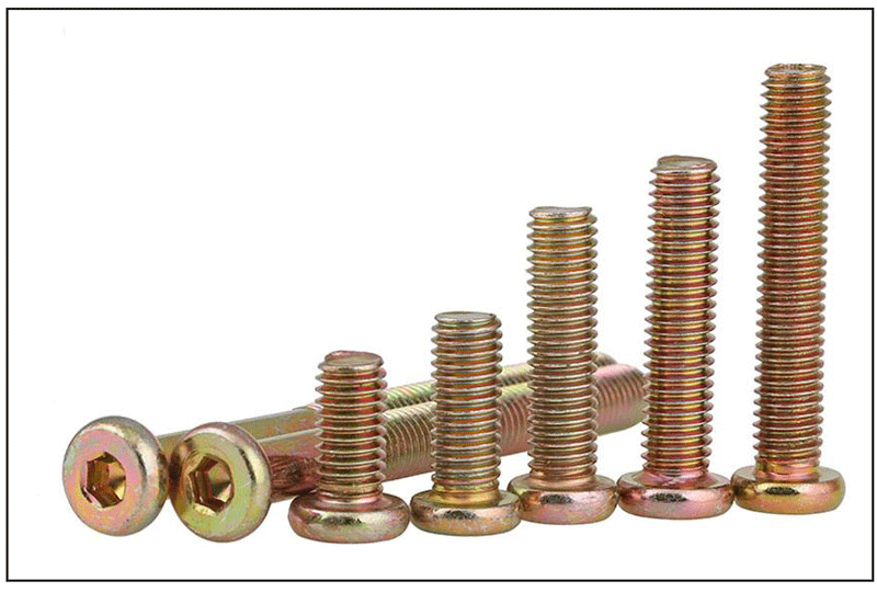 厂家直销碳钢m6m8平头内六角螺丝彩锌家具专用螺栓标准件定制