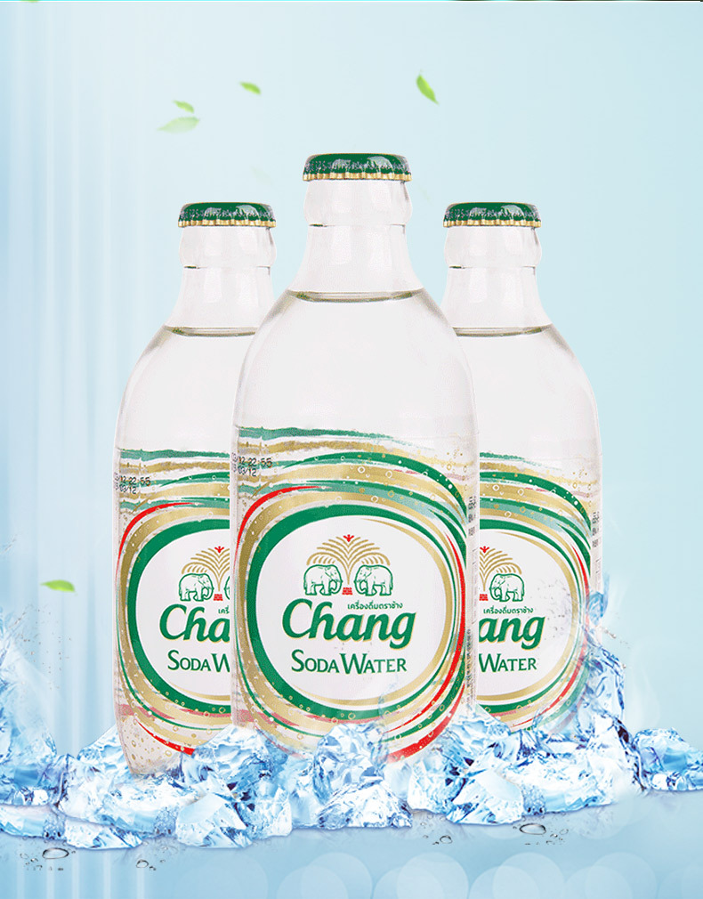 泰国chang大象牌苏打水325ml*24玻璃瓶无糖0脂含气泡苏打饮料