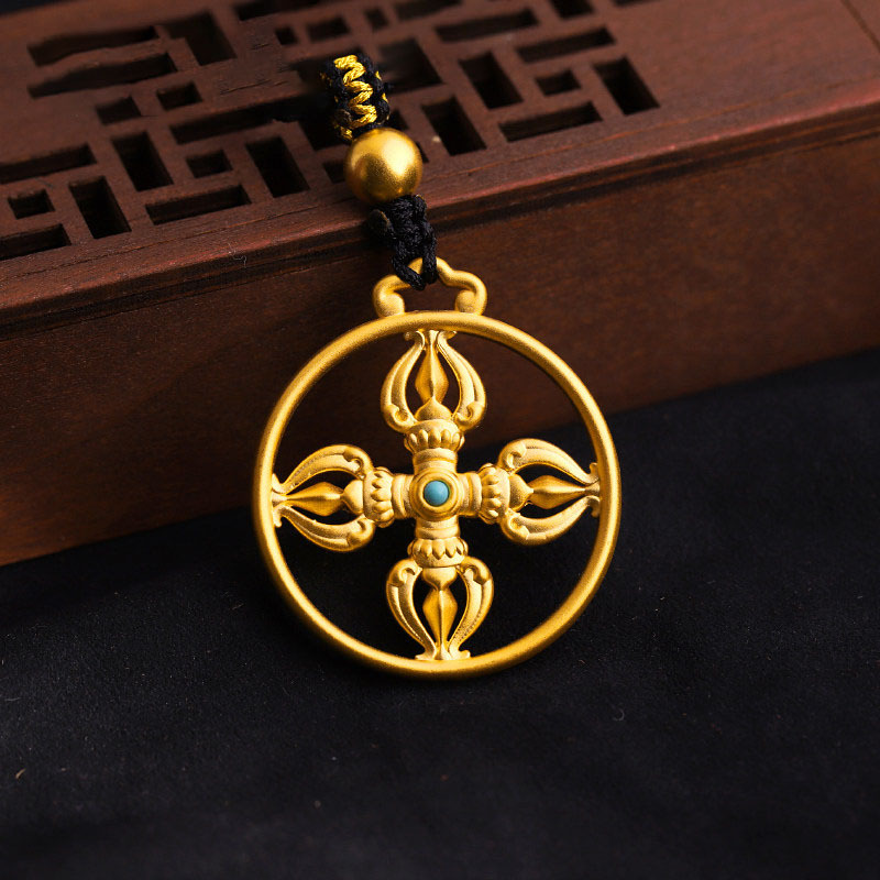 厂家批发尼泊尔佛教饰品古法铜镀真金十字金刚降魔杵吊坠-阿里巴巴