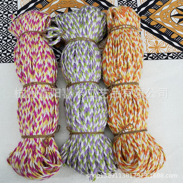 Manufacturers Supply 3-Strand Colorful Hemp Braid 100 M DIY Handmade Retro Decorative Materials