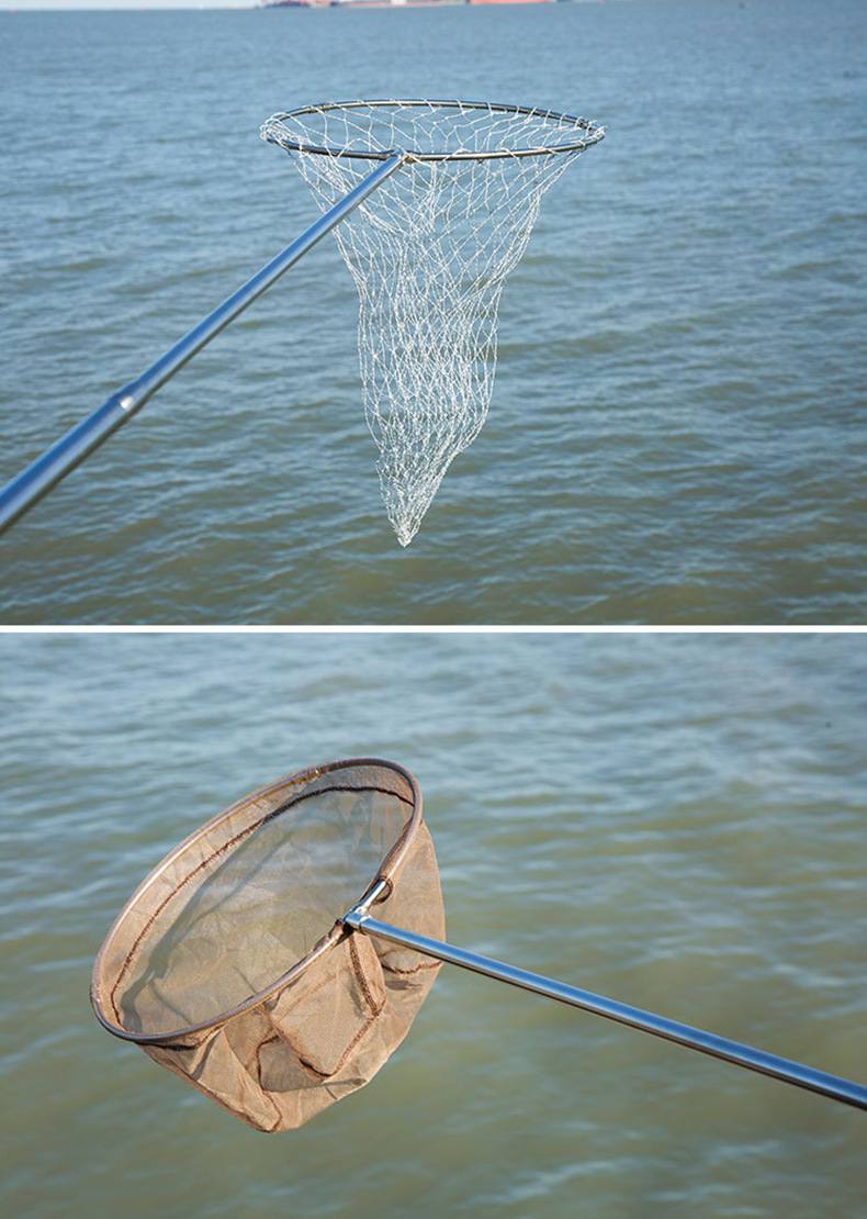 不锈钢抄网折叠抄网头捕渔网定位抄网杆捞鱼网兜渔具用品抄鱼网兜