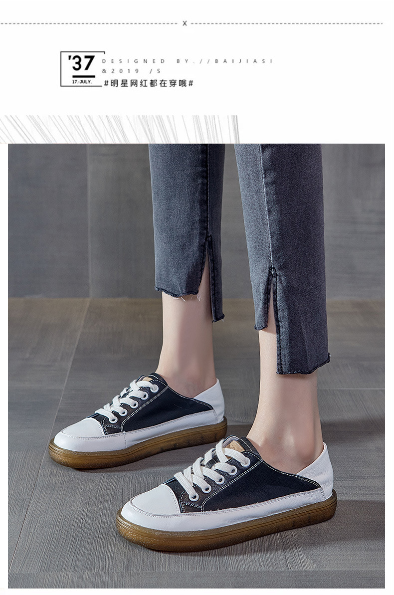 真皮女鞋2021春款头层牛皮小白鞋女平底透气牛筋超软底防滑孕妇鞋