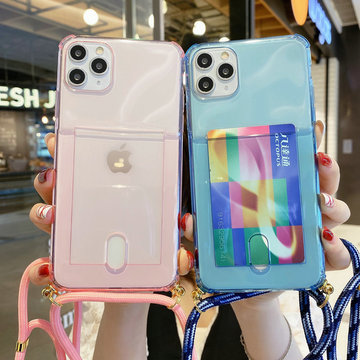 工厂适用苹果11可插卡挂绳手机壳i7防摔max保护套6g高透tpu防滑8p