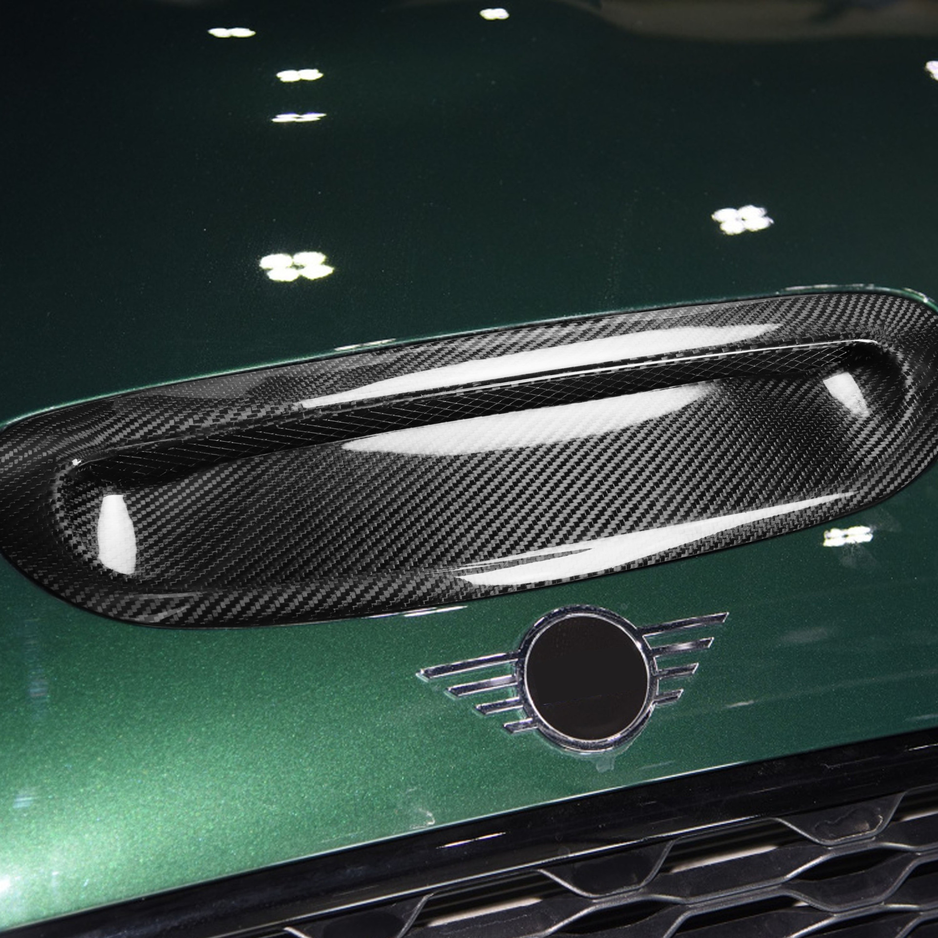 适用mini cooper s r53真碳纤维引擎盖通风进气口装饰贴改装配件