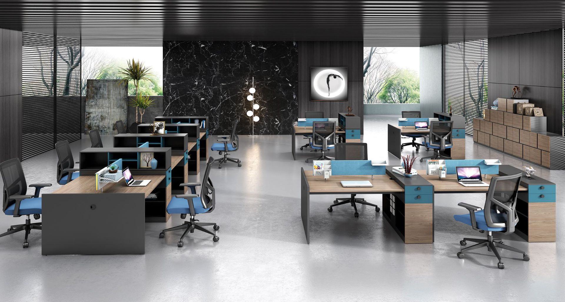 现代风格开放式桌上屏风钢架款组合式员工卡坐oa办公桌办公桌