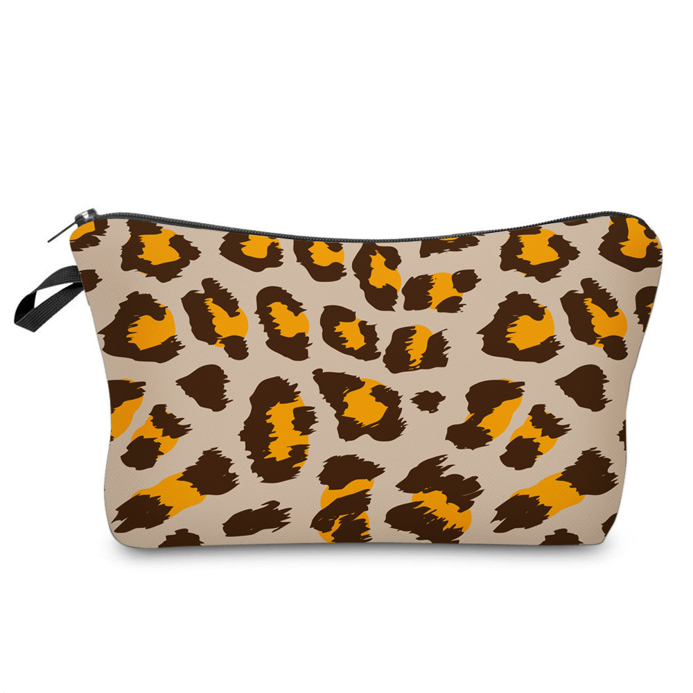 Amazon Leopard Print Hot Sale 3D Printing Cosmetic Bag Multi-Functional Ladies Toiletries Bag Customizable Logo Storage Bag Pencil Case