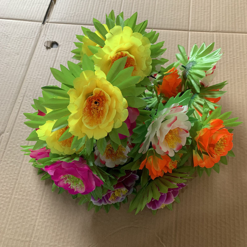 塑料盆花五七花塑料假花清明扫墓上坟摆放墓碑花烧纸祭祀菊花拉花