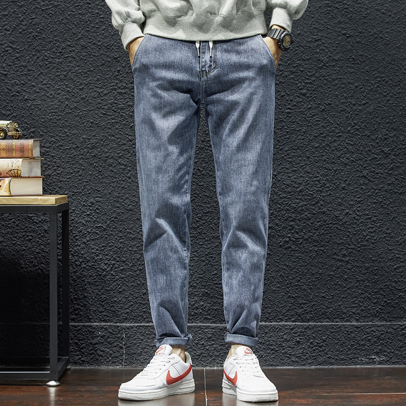 春秋新品男装小哈伦裤 牛仔裤男士小脚裤 日系宽松男式牛仔裤8882