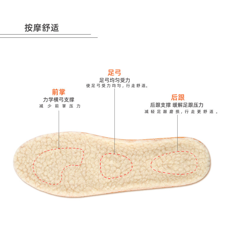 Lamb Wool Warm Insole Gaoli Cotton Massage Shock-Absorbing Lamb Wool Autumn and Winter Sports Leisure Insole