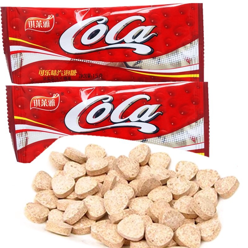 琪莱雅可乐气泡糖30袋整盒水果糖压片糖可乐糖喜糖零食一件代发