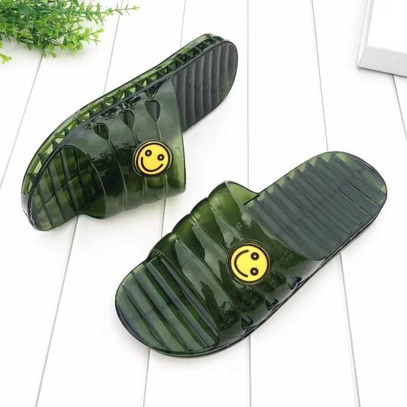 夏季爆款水晶空调拖鞋男简约笑脸防滑室内浴室凉拖鞋经典地摊鞋