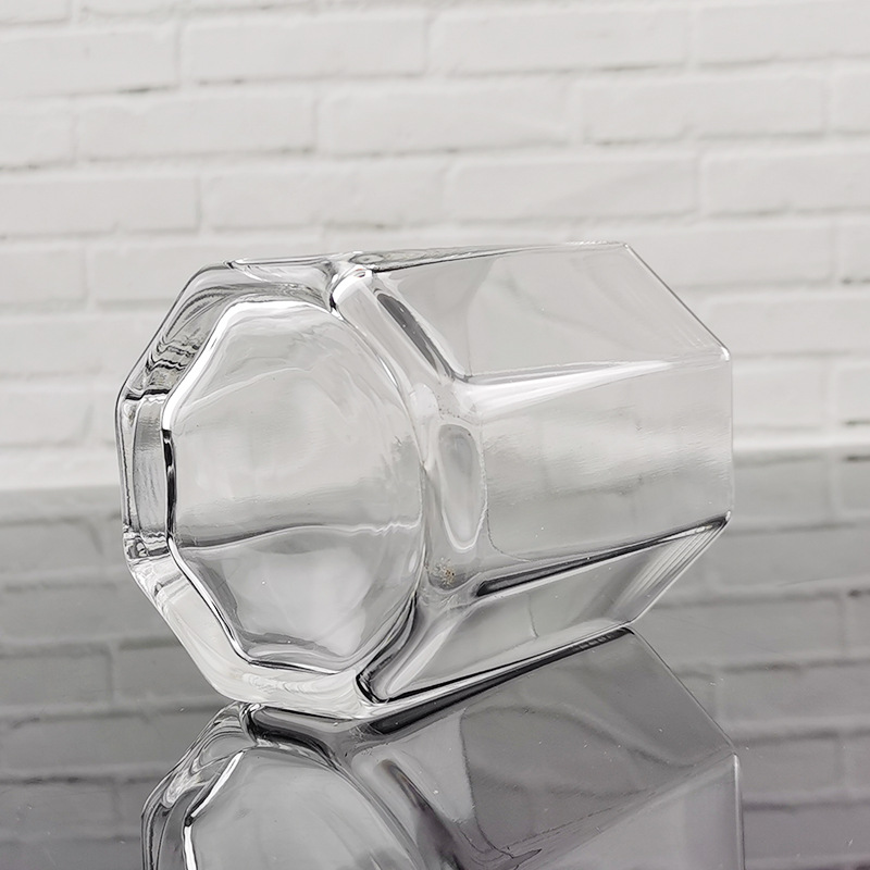 创意ins水晶玻璃六角杯子玻璃水杯酒杯果汁杯牛奶杯白酒杯早餐杯
