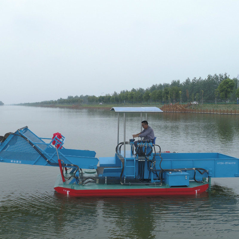 湖北小型水草浮莲收割机 水葫芦蓝藻垃圾新型打捞船现货供应