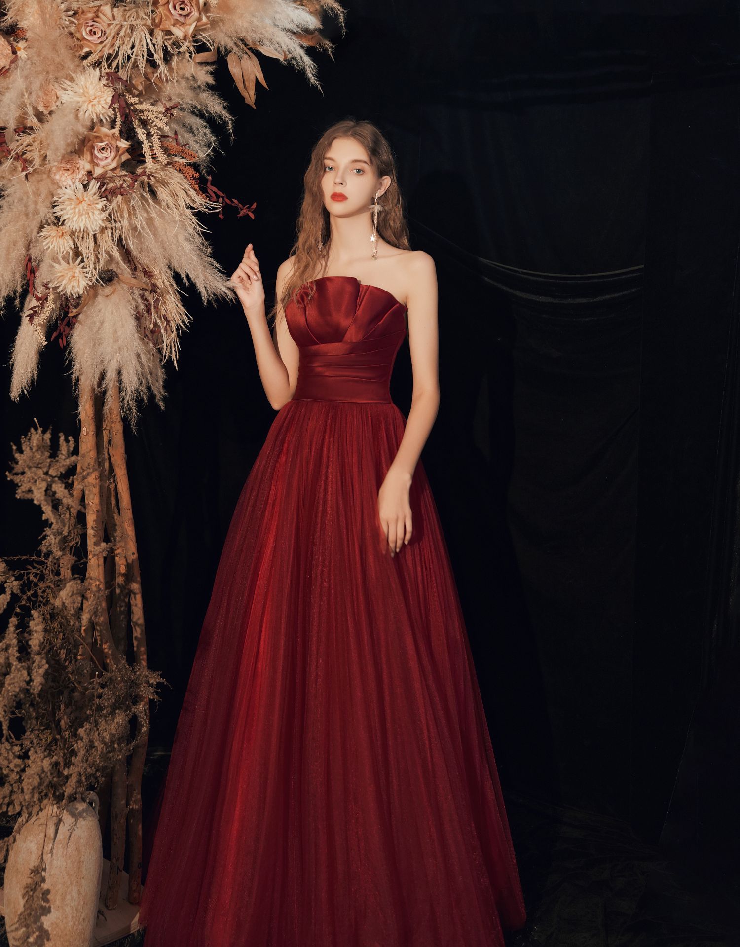 礼服敬酒红色结婚2020款新娘晚宴抹胸长裙主持年会工厂直销可批发