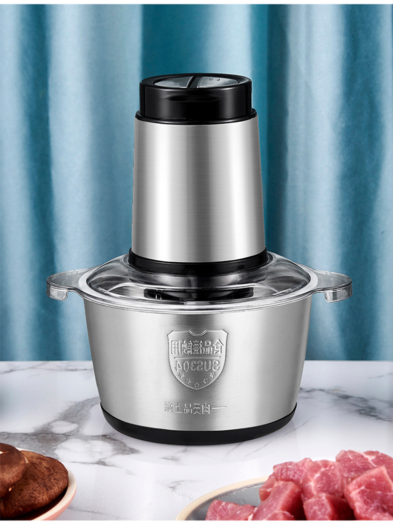 厂家直供电动绞肉机家用厨房料理机多功能不锈钢绞肉机 广东品质