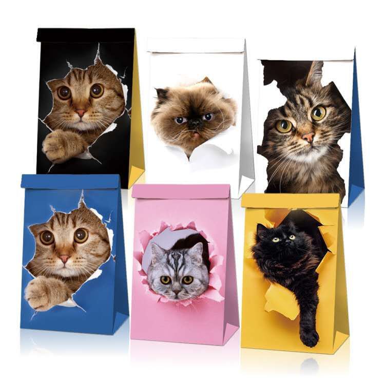 牛皮纸袋派对纸袋礼品生日糖果圣诞节可爱猫咪小狗狗宠物外贸环保