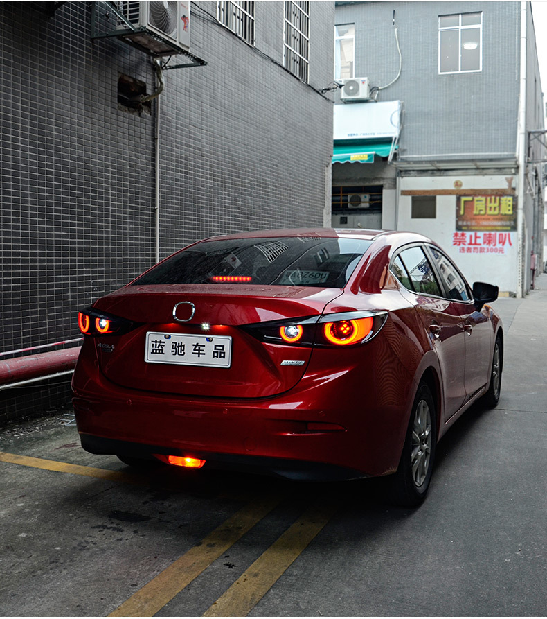 适用于马3昂克赛拉尾灯总成改装三厢昂克塞拉熏黑led流光转向行车