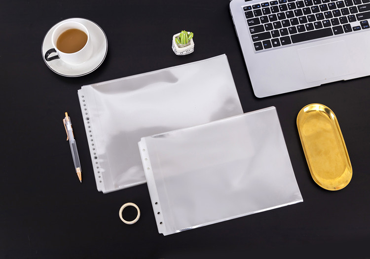 亚马逊横款活页袋透明打孔文件夹收纳袋卡册整理分类袋试卷袋