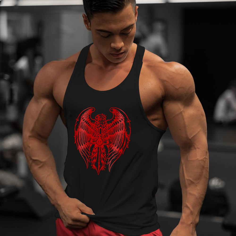 amazon 2019爆款运动锻炼休闲印花肌肉猛男潮流健身背心