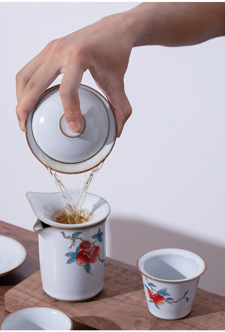 复古汝窑陶瓷茶漏组茶滤茶叶过滤器过滤网漏斗茶隔 功夫茶具 配件-阿