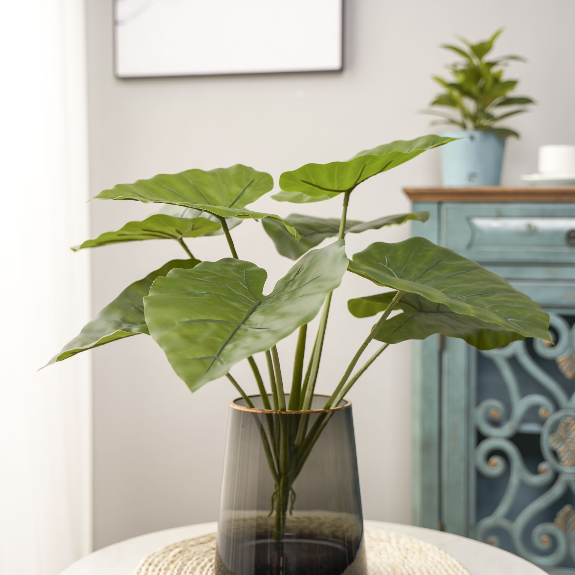 仿真龟背竹 绿化装饰 滴水观音假植物软装 假树造景材料工厂直销