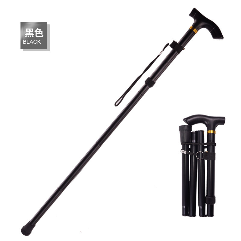 One Piece Dropshipping Ultra-Light Portable Folding Five-Section Aluminum Alloy Telescopic Elderly Stick Walking Stick Multi-Color Optional