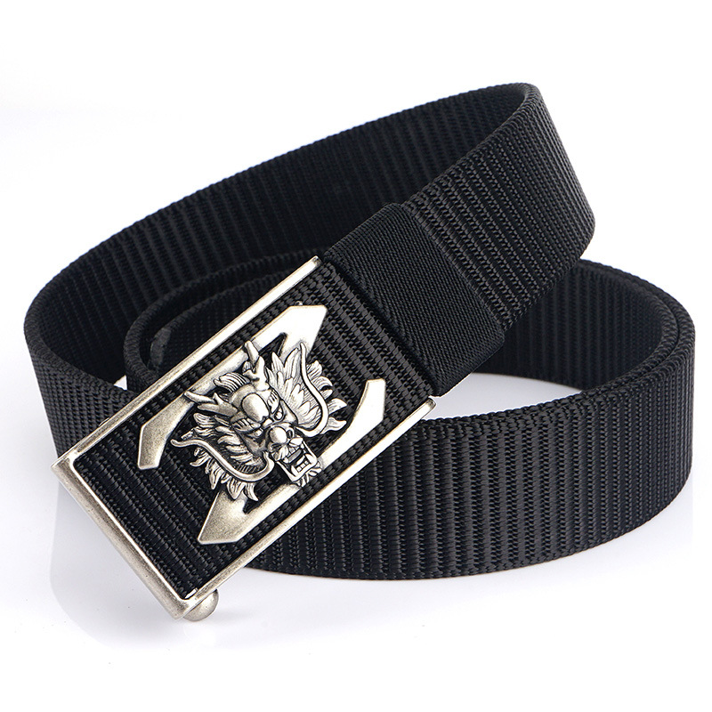 皮带男龙头腰带帆布尼龙带皮带无牙扣无孔自动扣潮年轻人裤带休闲