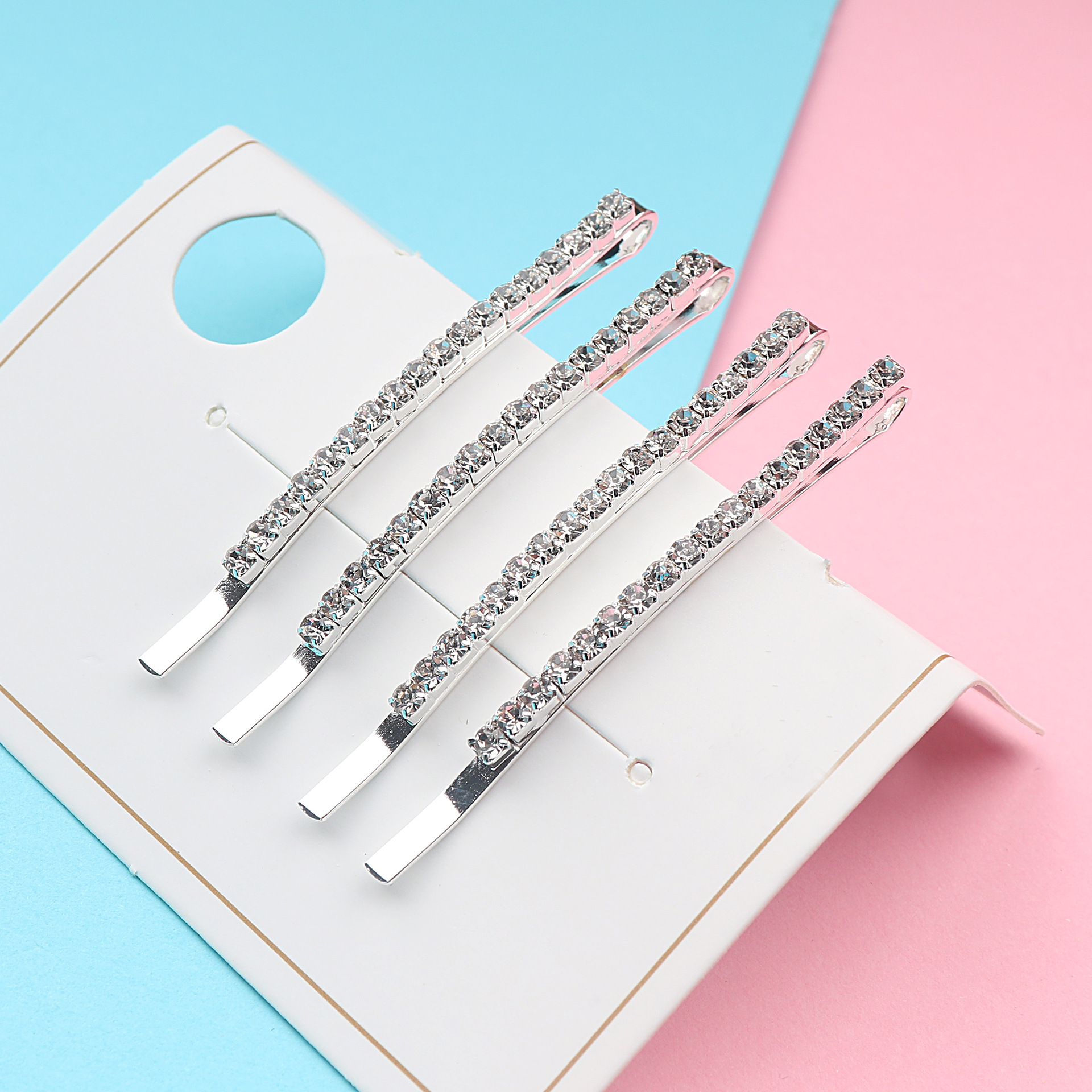 Jin Zhini Dilraba Same Style Korean Barrettes Korean Girl Rhinestone Bobby Pin European and American Side Clip Hairpin