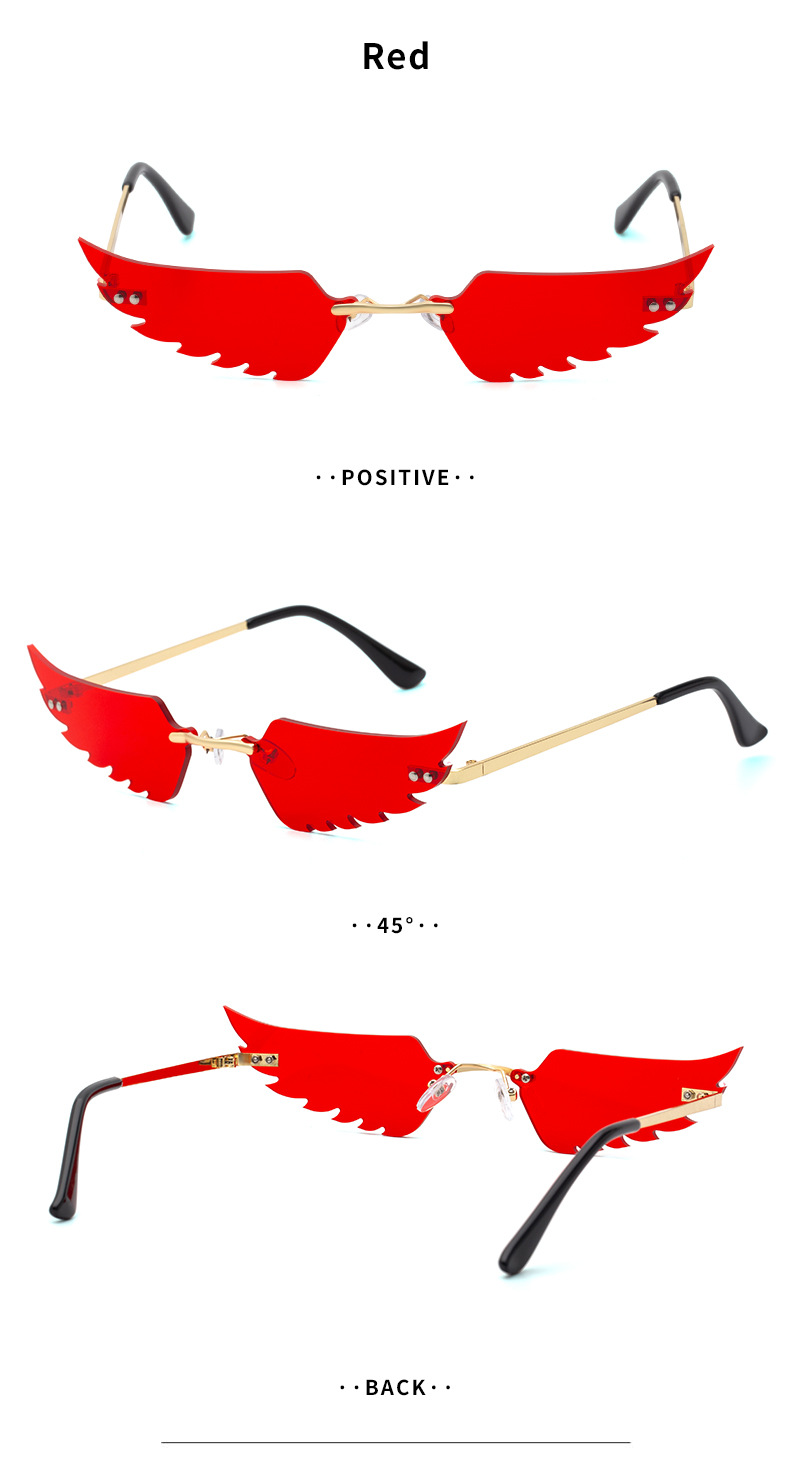 kajila太阳镜女无框翅膀墨镜女士欧美街拍搞怪舞会装饰sunglasses