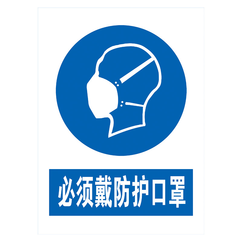 安全标识警示标贴标志牌指令标志必须戴防护口罩穿工作服贴纸tcp