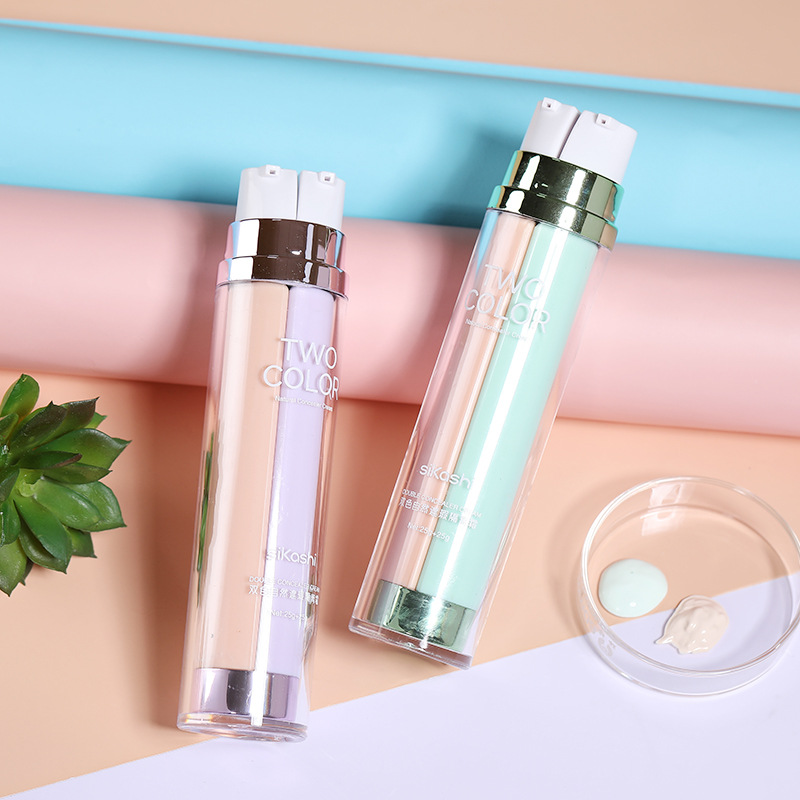 丝卡诗持久细腻双管粉底防水不脱妆隔离清透补水保湿bb霜一件代发