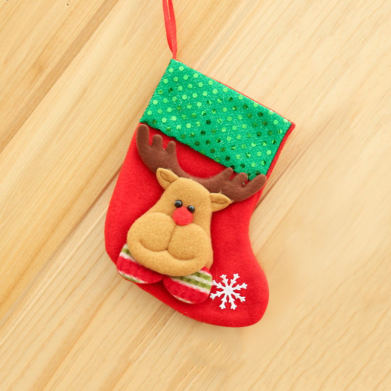 Creative Sequins Christmas Socks Gift Bag Pendant Christmas Tree Decorations Christmas Candy Bag Children Gift Bag