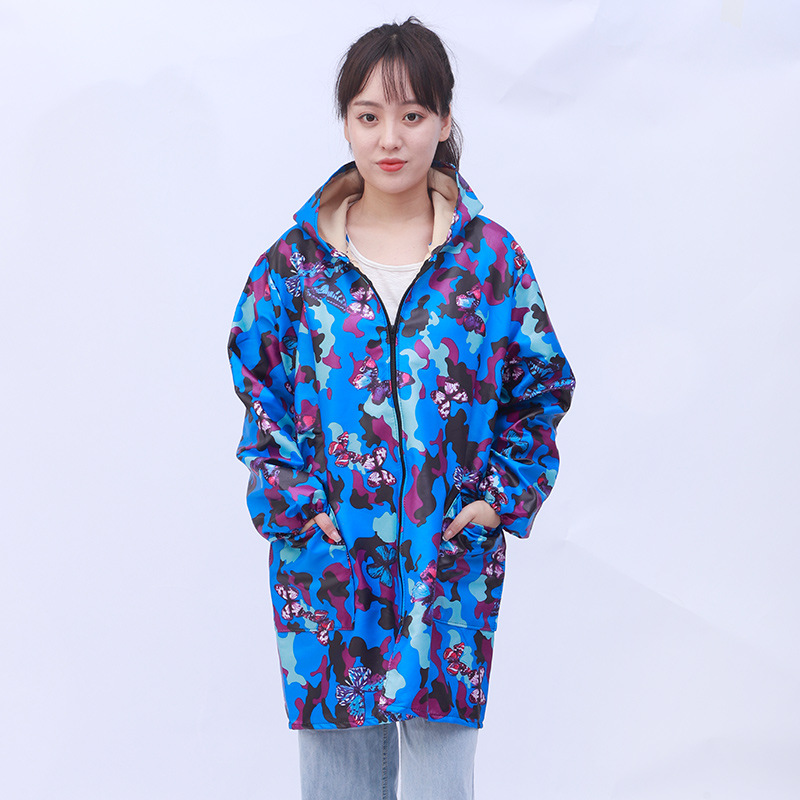 Composite Fleece-lined Labor Protection Unlined Long Gown Fashion Camouflage Dustproof Clothes Overclothes Unlined Long Gown Workshop Camouflage Work Clothes Printed Logo