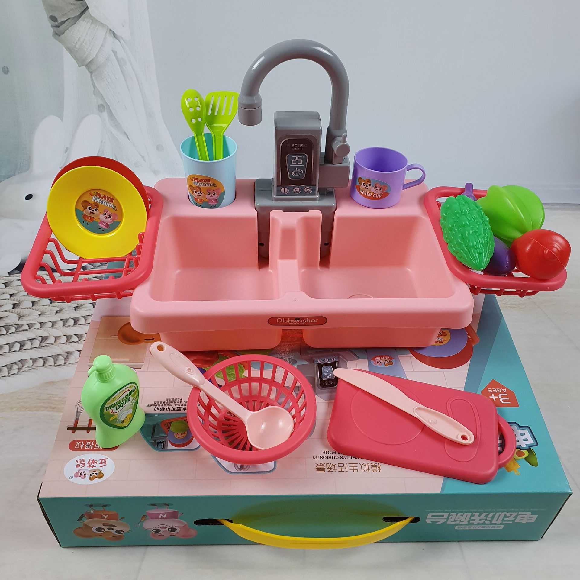 儿童过家家仿真洗碗机玩具早教仿真多功能电动洗碗台厨房套装礼盒