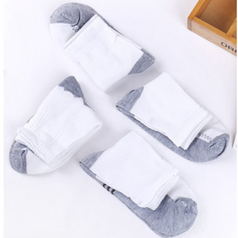 Socks Men's Mid-Calf Polyester Cotton Athletic Socks Stall Men's Socks Two Sides Socks White Surface Gray Bottom Four Seasons Socks Factory Wholesale