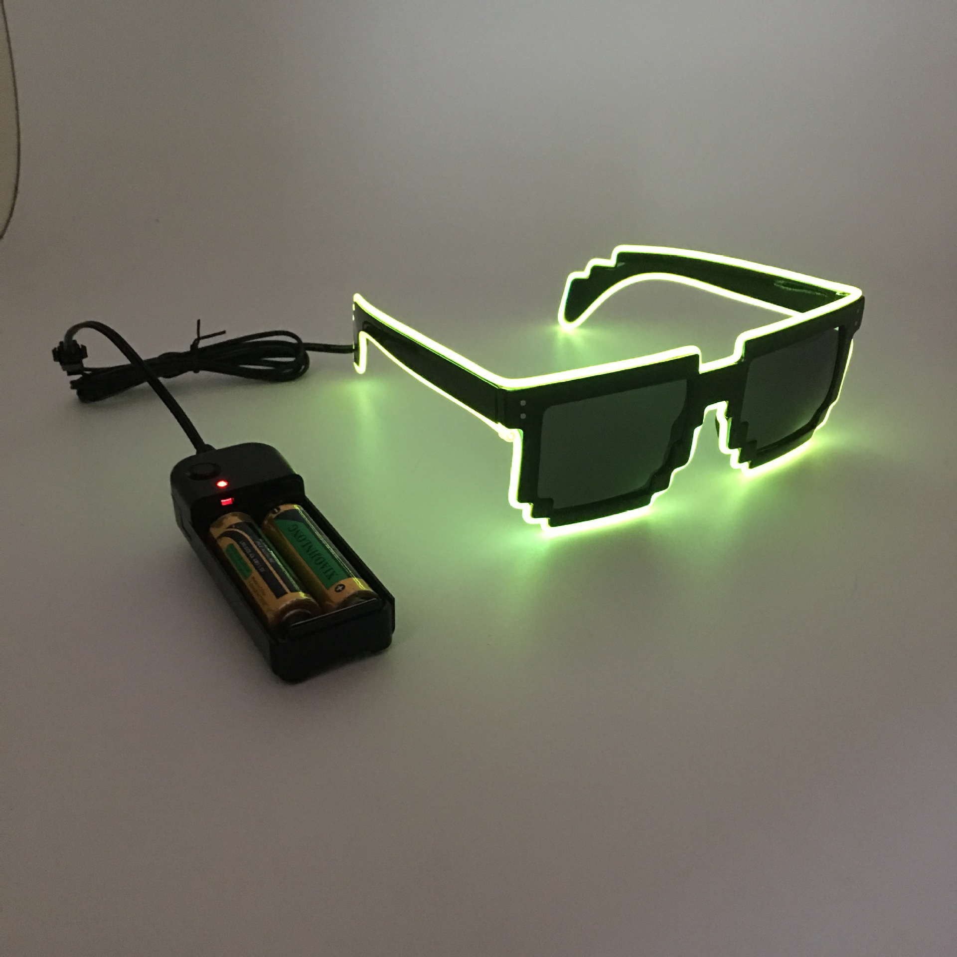 led发光眼镜派对ktv酒吧气氛道具 马赛克眼镜 rave sunglasses