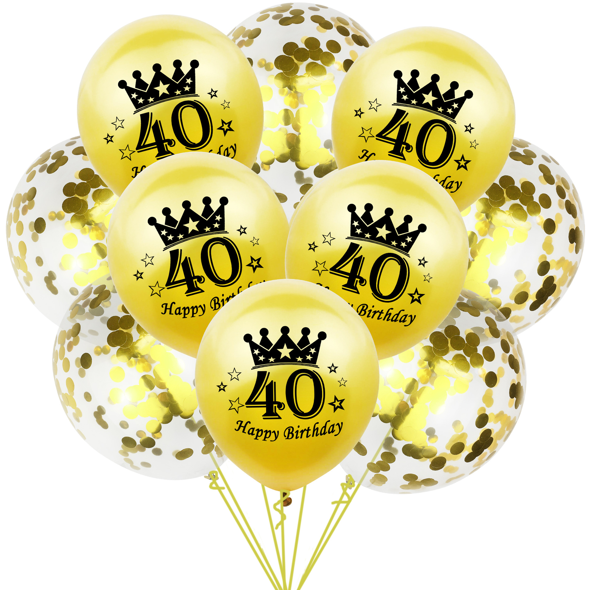 亚马逊10个黑金30 40 50周岁亮片气球 成人生日快乐派对装饰气球