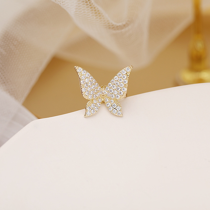 锆石灵动气质蝴蝶耳夹无耳洞女韩国网红超仙耳骨夹简约冷淡风耳饰