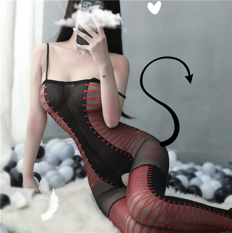 Adult Supplies Sexy Lingerie Women's Sexy Transparent One-Piece Stockings Fishnet Clothes Free off-Line Uniform Floral Temptation