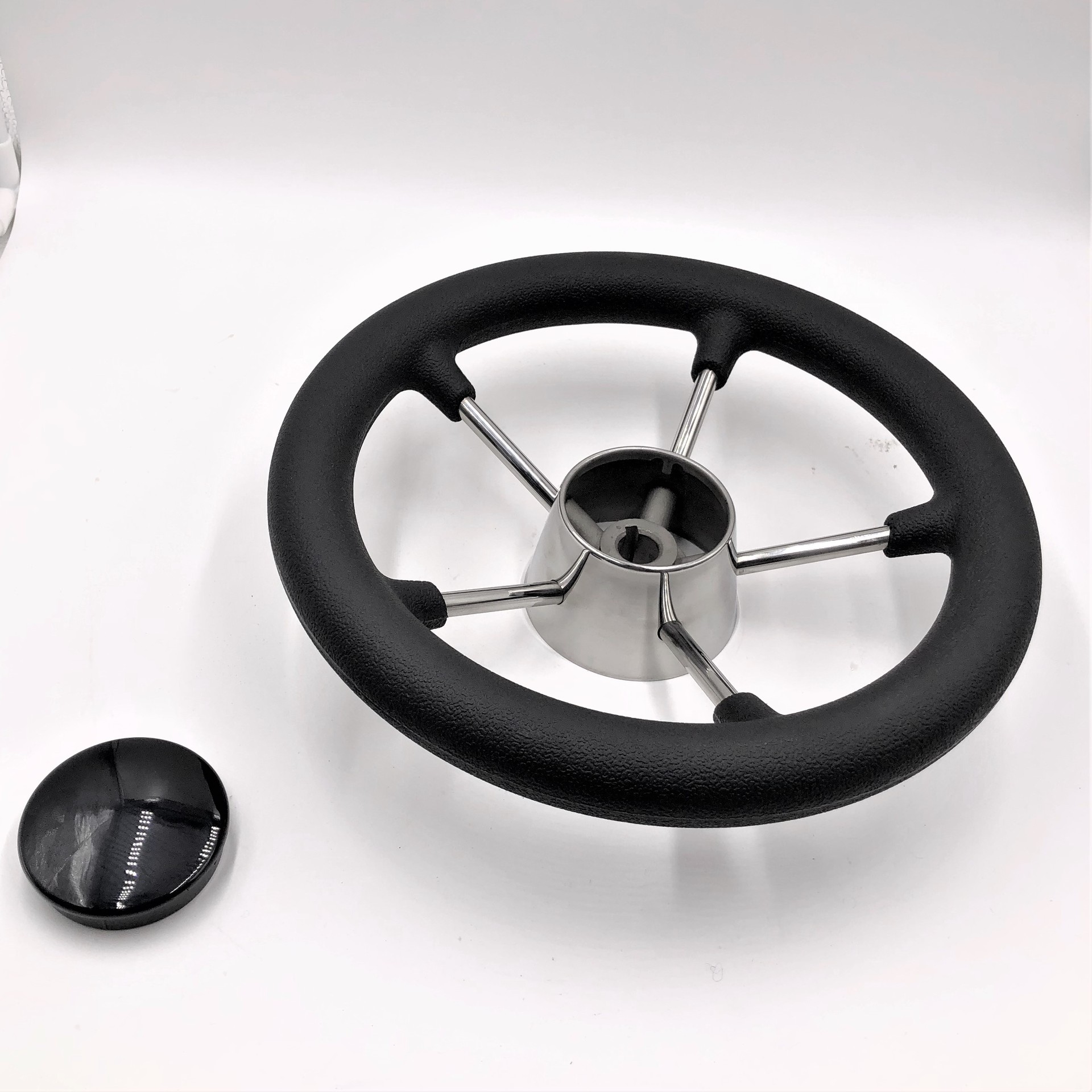 5寸不锈钢黑色发泡游艇船用方向盘液压方向舵游艇船用五金