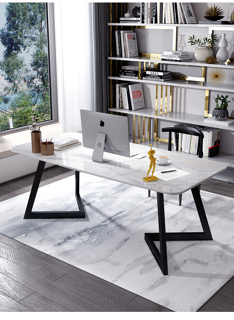 北欧简约家用大理石电脑桌子办公室单人办公桌设计师创意电脑桌椅