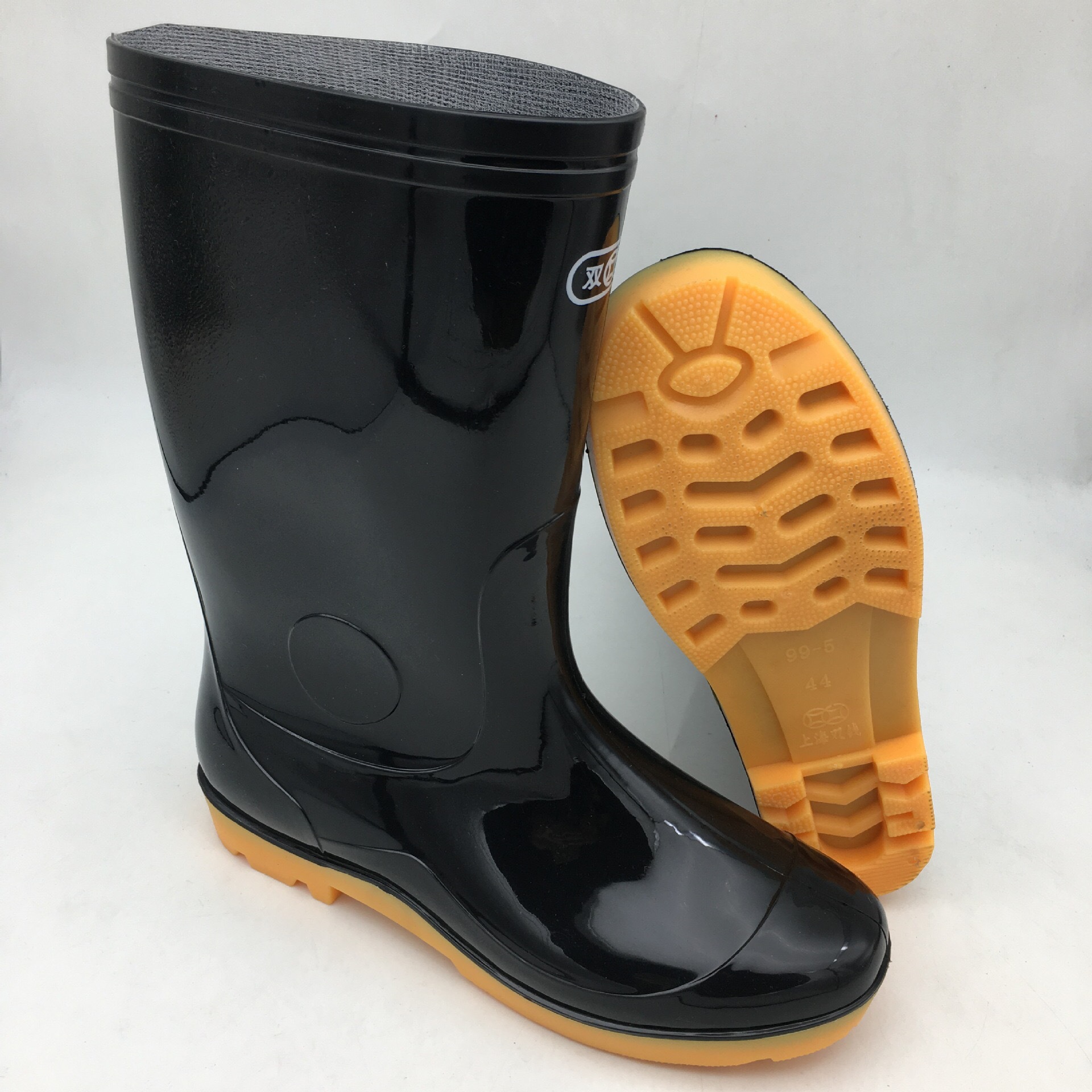 正品上海双钱水鞋男99-5中筒黑双布雨靴防滑耐磨工地劳保靴批发