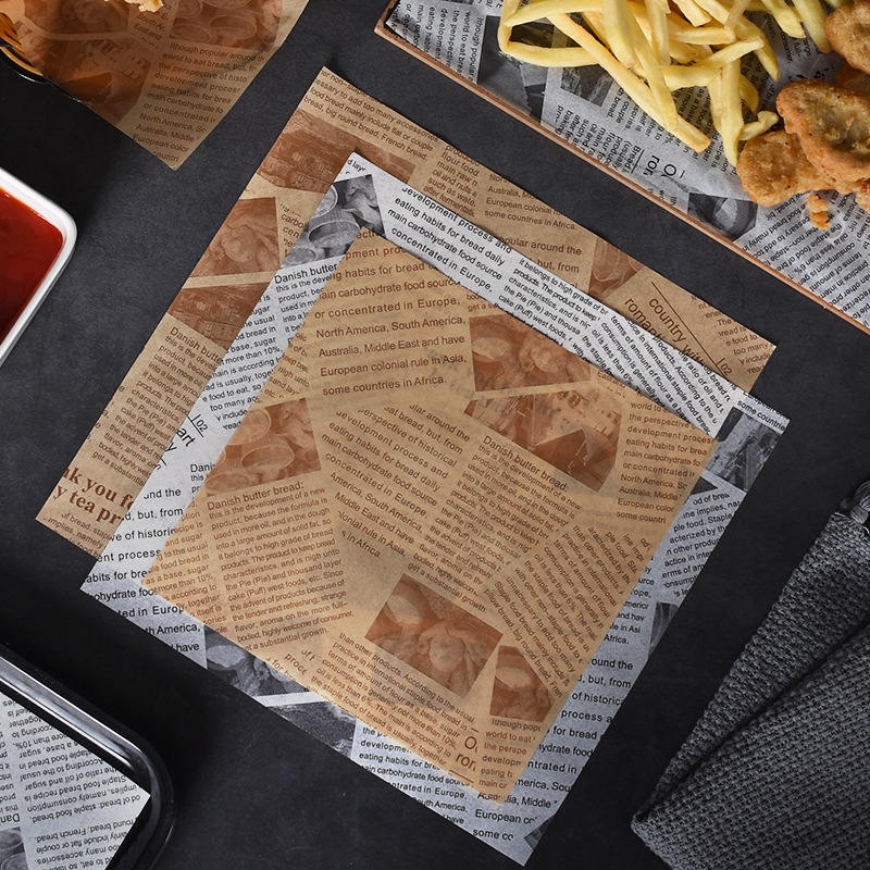 Hamburger Oiled Paper Baking Fried Chicken Oil Absorbing Anti-Oil Paper Snack Fries Packing Paper English Newspaper Tray Oil Paper