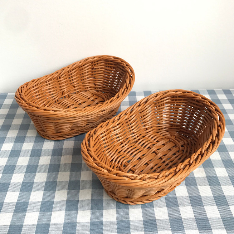 Pp Rattan Woven Fruit and Vegetable Storage Basket Candy Snack Home Sundries Storage Basket Decoration Basket Wholesale