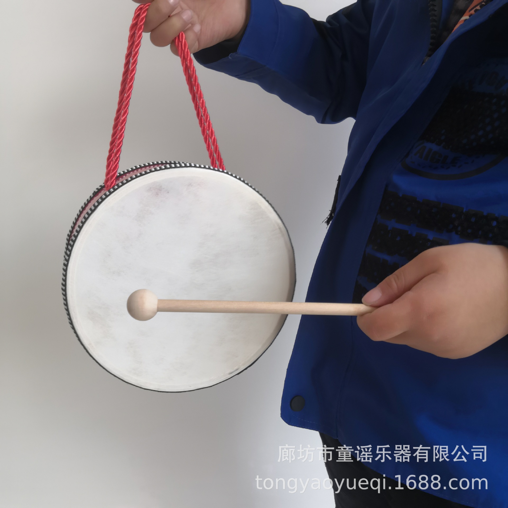 厂家批发奥尔夫儿童打击乐器 印第安鼓 手提鼓 双面鼓