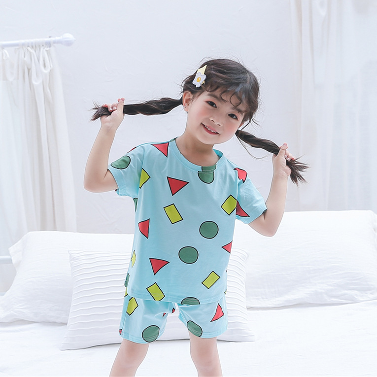 Children's Short Sleeve Shorts Parent-child Suit Pajamas